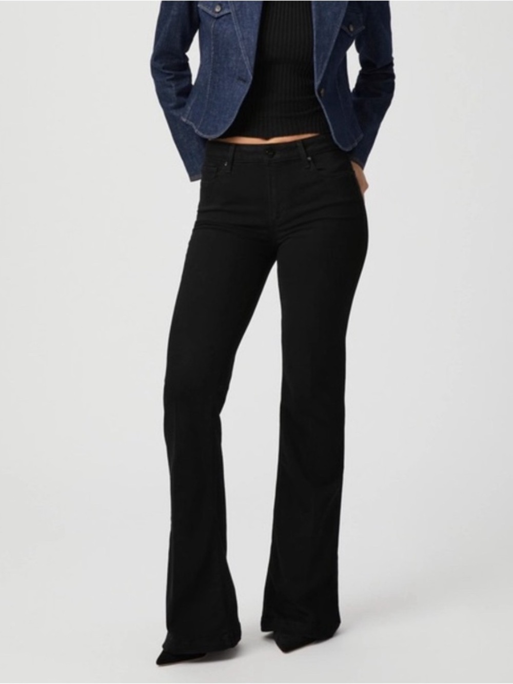 PAIGE Black Genevieve Flare Jeans in Size 32P Petite NWT